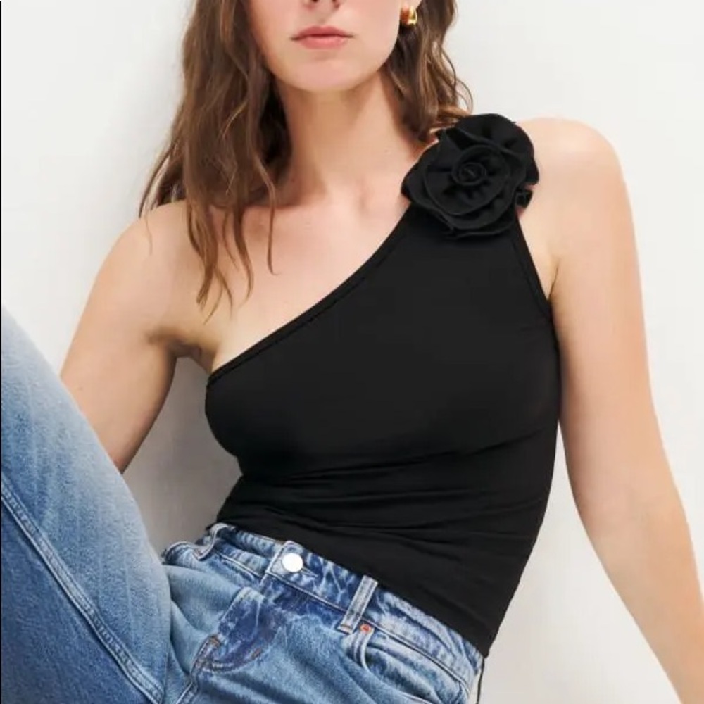 Reformation Camellia Knit Top in Black